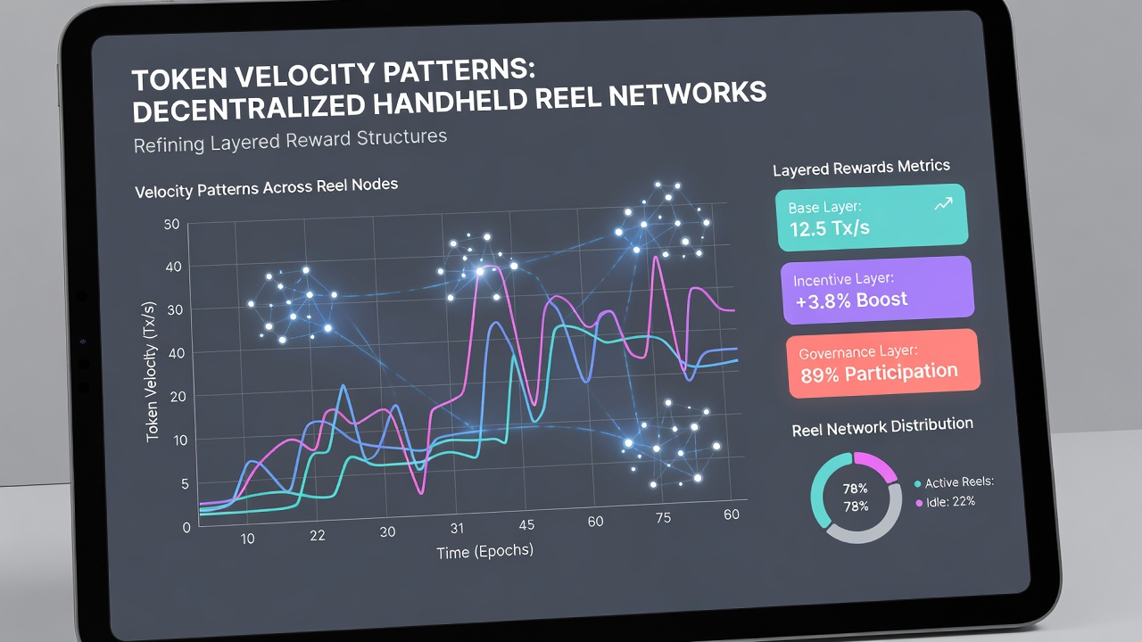 Chart displaying velocity metrics and reward pathway adjustments in blockchain-based mobile gaming networks