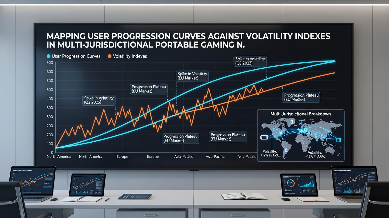 Interactive dashboard displaying volatility index overlays on player progression timelines within multi-jurisdictional networks