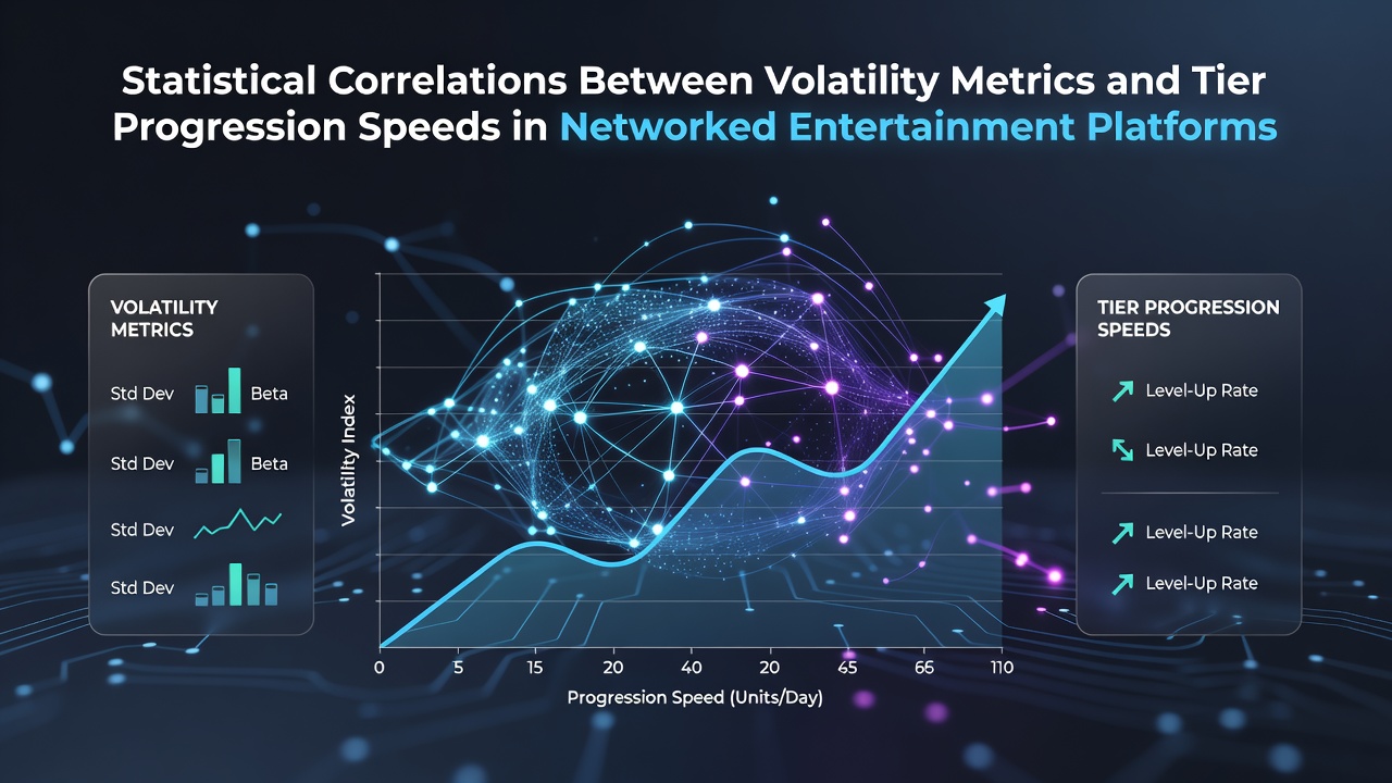 Data visualization showing volatility metrics plotted against tier progression speeds across multiple networked entertainment platforms