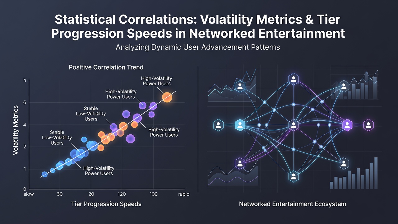 Charts displaying correlation coefficients and progression speed distributions from networked platform datasets